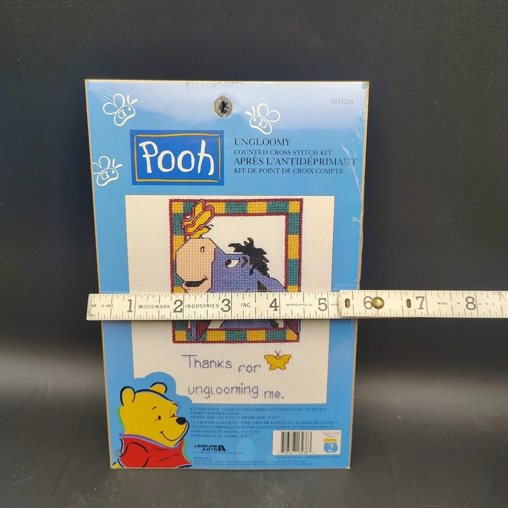 Leisure Arts Pooh Ungloomy Counted Cross Stitch Kit Kids OS Eeyore Disney Vtg